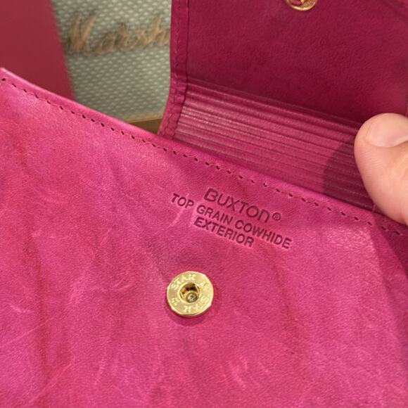 New VTG Buxton Top Grain Cowhide Wallet Womens Genuine Leather Coin Bifold Ruby - Picture 3 of 6